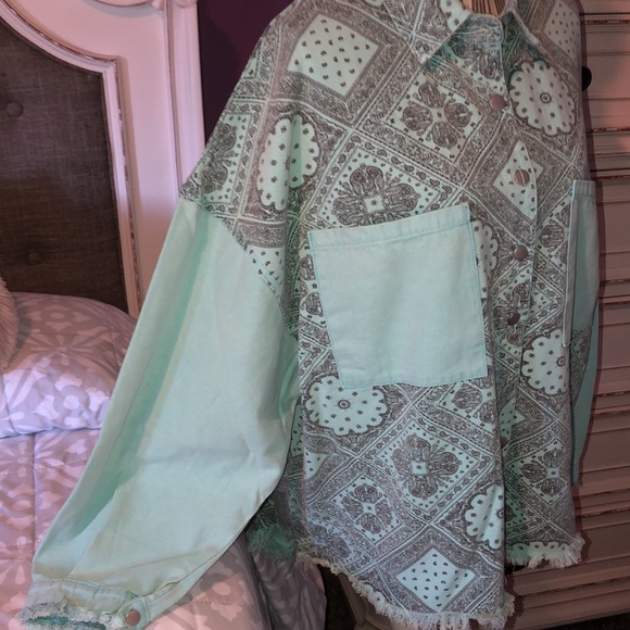 ★POL★ Mint Green Vintage Cotton Twill Shacket★ - Picture 8 of 14
